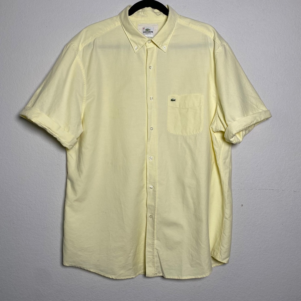 Lacoste Button Down Shirt XL Yellow Mens Preppy Classic Fit Oxford NWT